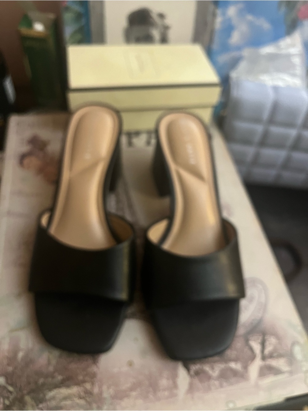 Women’s Black Slide Heeled Sandals